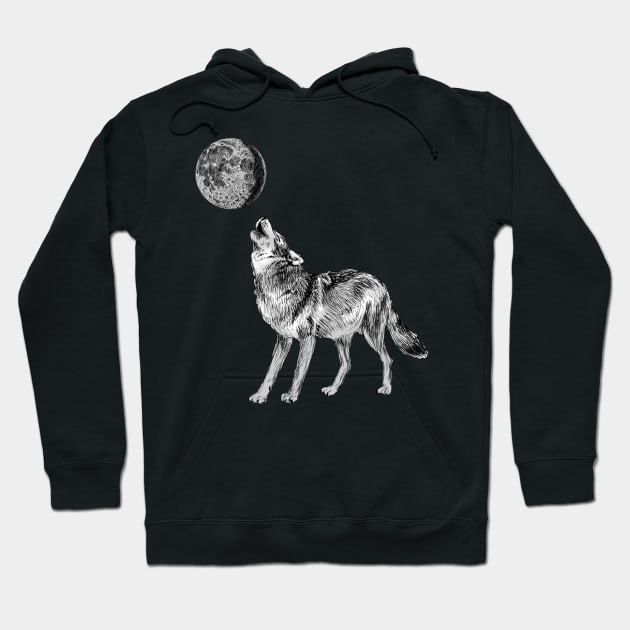 Wolf Howling Hoodie by rachelsfinelines